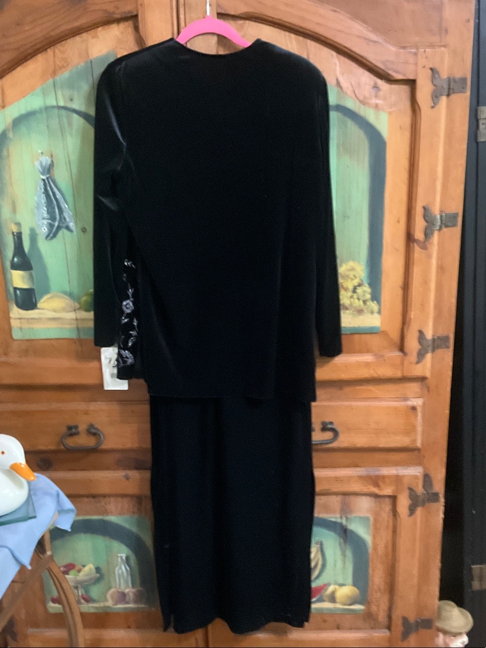 Ronni Nicole Velvet-Like Sleeveless Dress with Silver Floral Accent Jacket - Picture 8 of 8